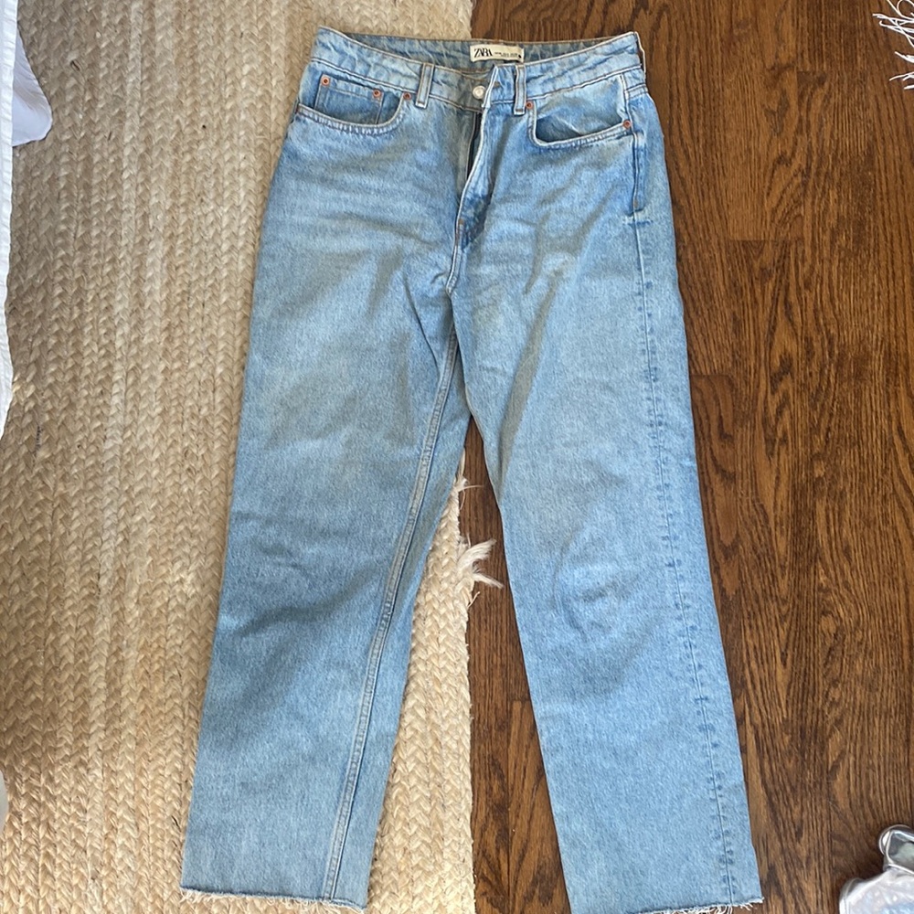 zara high rise ankle straight